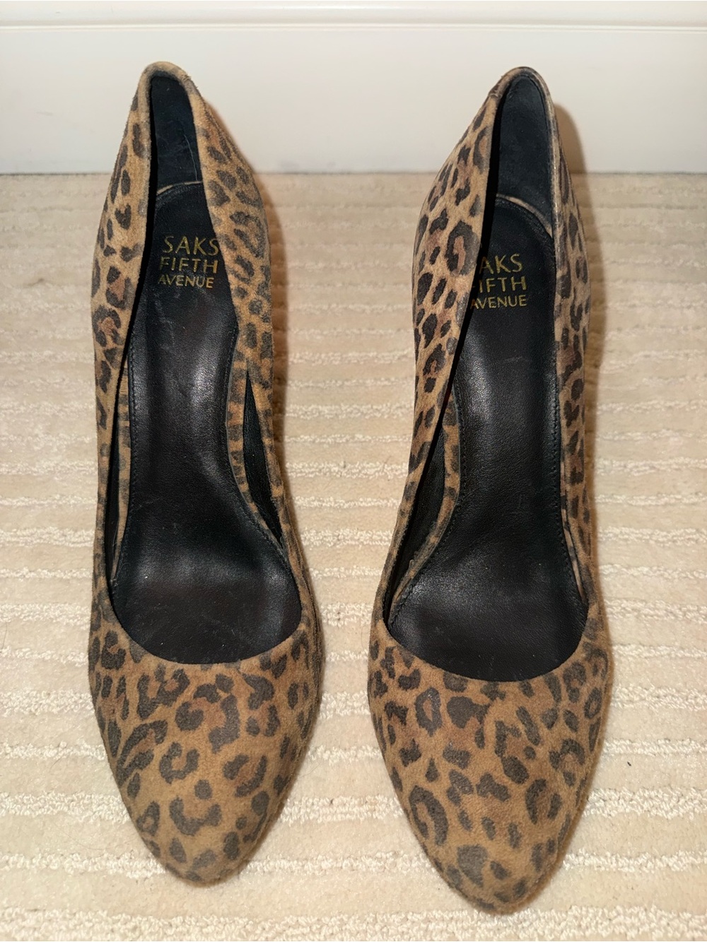 Vintage Saks Fifth Avenue Leopard-Print Pointed Toe Pumps - Brown/Black size 10